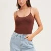 Brown Seamless Singlet Top -Women Clothing Shop singlet brown seamless singlet top 32964780916929