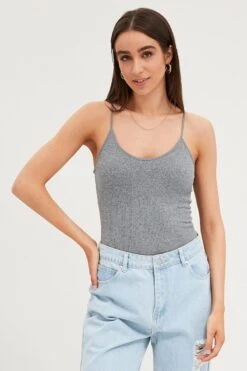 Grey Seamless Singlet Top