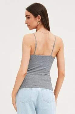 Grey Seamless Singlet Top -Women Clothing Shop singlet grey seamless singlet top 32980790902977
