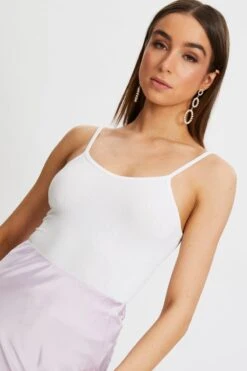 White Essential Seamless Rib Singlet -Women Clothing Shop singlet white essential seamless rib singlet 32964905042113