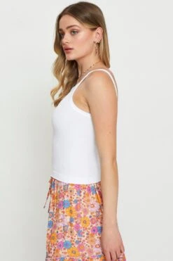 White Singlet Top Sleeveless Seamless -Women Clothing Shop singlet white singlet top sleeveless seamless 32964790059201