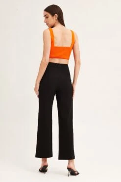 Black High Waist Pant Straight Leg -Women Clothing Shop slim pant black high waist pant straight leg 33140877623489