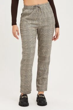 Check Slim Pants High Rise -Women Clothing Shop slim pant check slim pants high rise 33006689255617