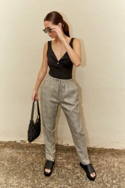 Check Slim Pants High Rise