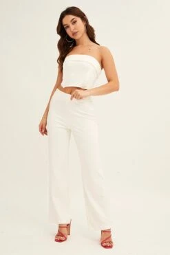 White High Waist Pant Straight Leg