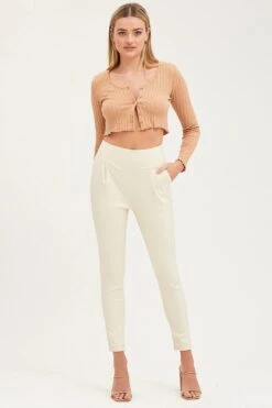 White Slim Pants High Rise -Women Clothing Shop slim pant white slim pants high rise 32964941119681