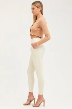 White Slim Pants High Rise -Women Clothing Shop slim pant white slim pants high rise 32964941152449
