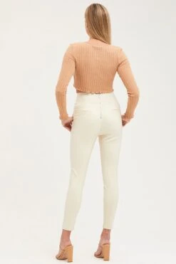 White Slim Pants High Rise -Women Clothing Shop slim pant white slim pants high rise 32964941185217