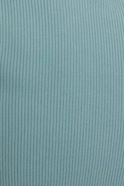 Blue Basic Seamless Square Neck Top -Women Clothing Shop t shirt blue basic seamless square neck top 32967162462401