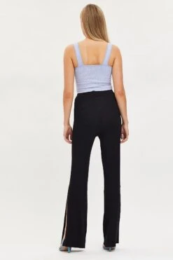 Black Knit Pants Knit High Rise -Women Clothing Shop track long black knit pants knit high rise 32964950491329