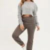Grey Track Pants High Rise