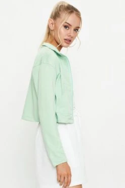Green Zip Front Track Jacket -Women Clothing Shop trial jersey green zip front track jacket 32966251512001