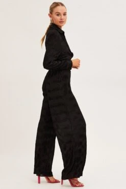 Black Plisse Pants Wide Leg -Women Clothing Shop wide leg pants black plisse pants wide leg 33089615134913