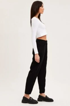 Black Wide Leg Pants Mid Rise Corduroy -Women Clothing Shop wide leg pants black wide leg pants mid rise corduroy 32964949016769