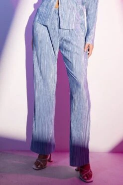 Blue Plisse Pant Wide Leg -Women Clothing Shop wide leg pants blue wide leg pants 33089966899393