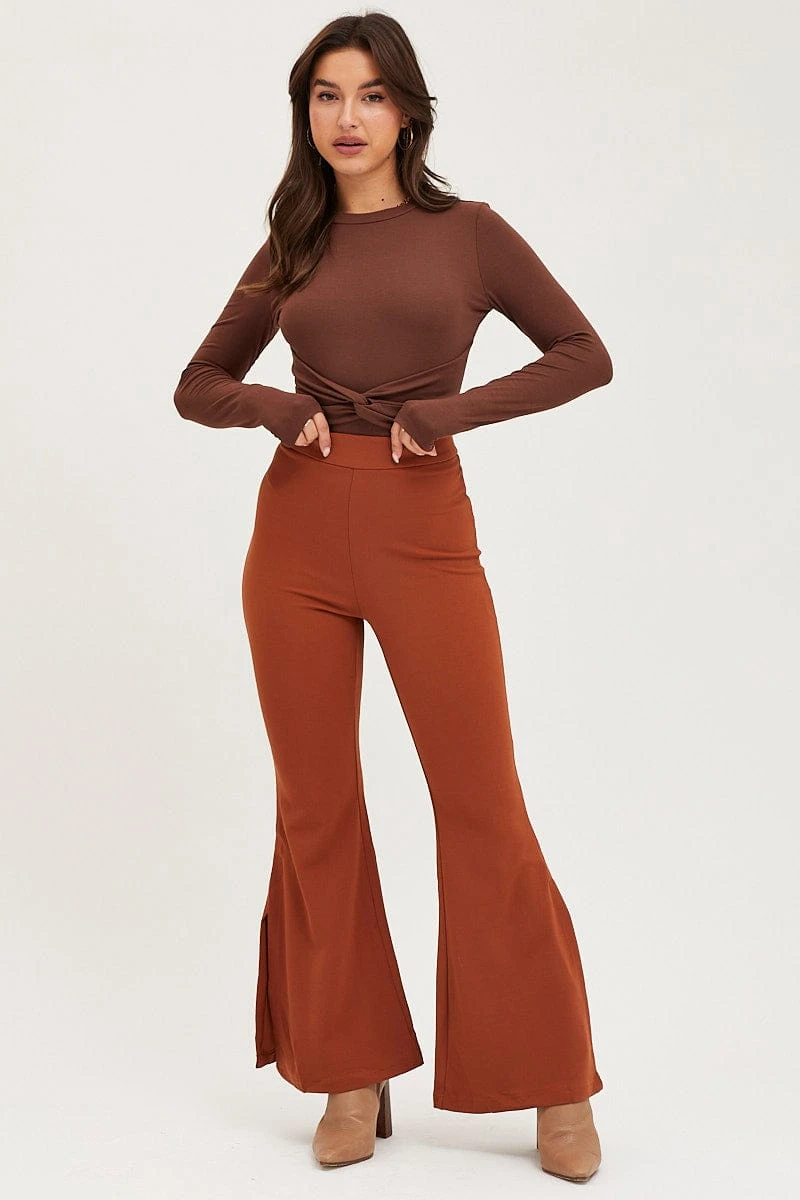 Brown Flare Pants High Rise 3 Brown Flare Pants High Rise