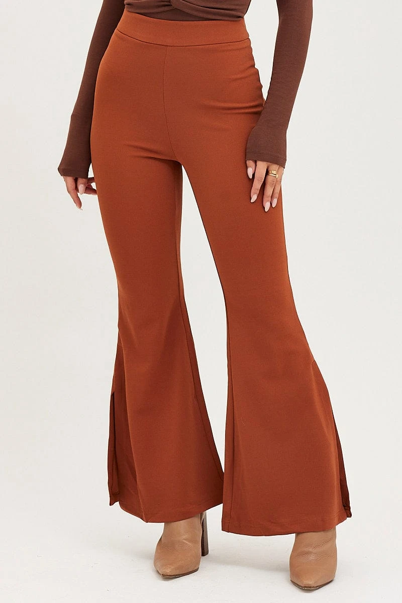 Brown Flare Pants High Rise 4 Brown Flare Pants High Rise - Image 2