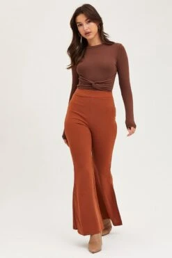 Brown Flare Pants High Rise 10 Brown Flare Pants High Rise -Women Clothing Shop wide leg pants brown flare pants high rise 32964948787393