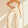 Beige Cargo Pants -Women Clothing Shop wide leg pants camel cargo pants 33023578144961