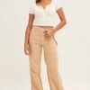 Beige Wide Leg Carpenter Pants
