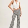 Check High Rise Pants Straight Leg -Women Clothing Shop wide leg pants check high rise pants straight leg 32965043617985