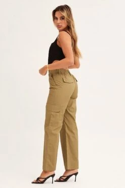 Green Cargo Pants Mid Rise -Women Clothing Shop wide leg pants green cargo pants mid rise 32980826751169