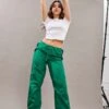 Green Utility Relaxed Pant Low Rise -Women Clothing Shop wide leg pants green utility relaxed pant low rise 32980822393025