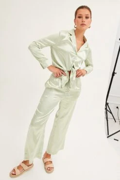 Green Wide Leg Pants -Women Clothing Shop wide leg pants green wide leg pants 33136947790017