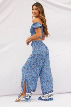 Print Pants High Rise Elastic Waist Wide Leg -Women Clothing Shop wide leg pants print pants high rise elastic waist wide leg 33006682472641