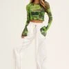 White Cargo Parachute Pants -Women Clothing Shop wide leg pants white cargo parachute pants 33006688239809