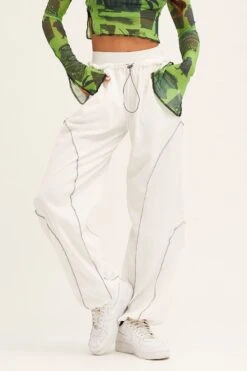 White Cargo Parachute Pants 9 White Cargo Parachute Pants -Women Clothing Shop wide leg pants white cargo parachute pants 33006688272577