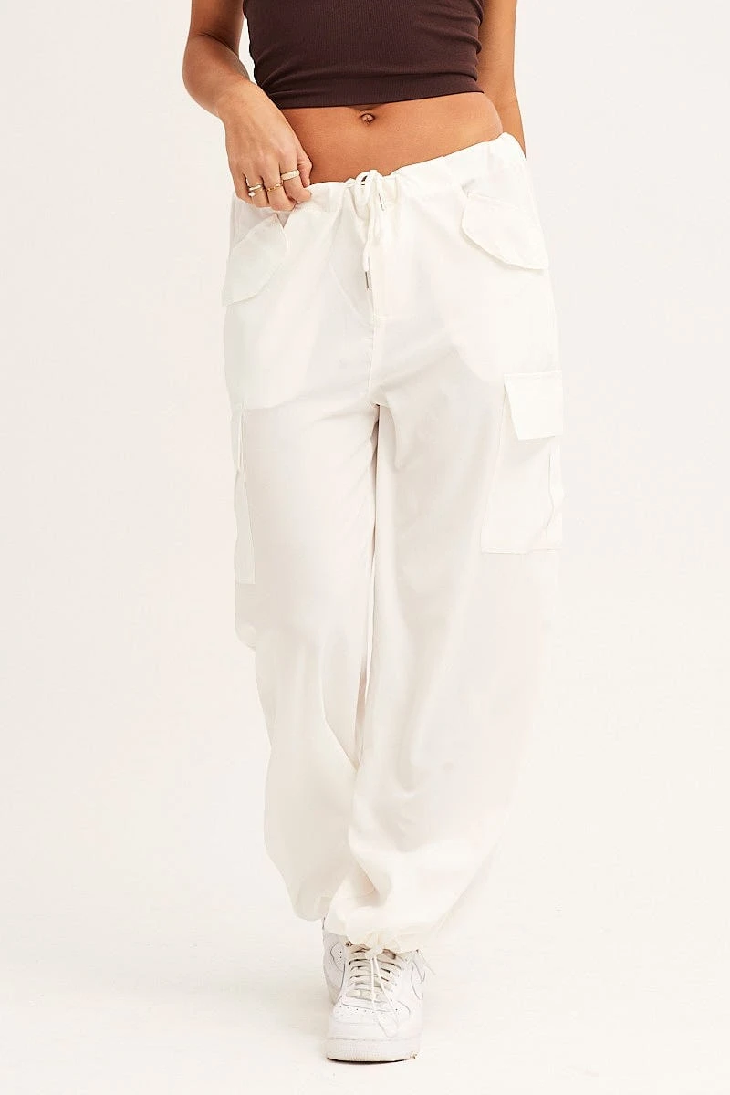 White Cargo Parachute Pants Out Pocket 4 White Cargo Parachute Pants Out Pocket - Image 2
