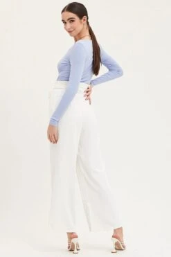 White Paper Bag Pants Wide Leg -Women Clothing Shop wide leg pants white paper bag pants wide leg 32965043552449