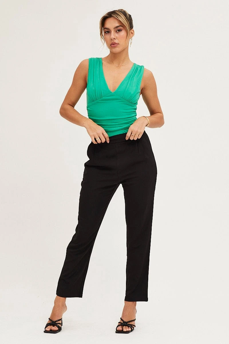Black Cropped Pants High Waist Workwear 5 Black Cropped Pants High Waist Workwear - Image 3