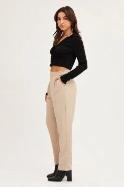 Brown Cropped Pants High Waist Workwear 11 Brown Cropped Pants High Waist Workwear -Women Clothing Shop work pant brown cropped pants high waist workwear 32964970053825